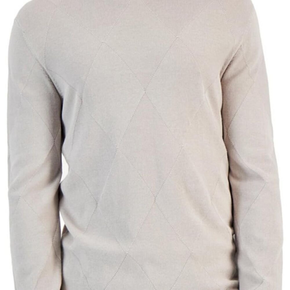 Alfani Cream Diamond Textured Turtleneck Sweater